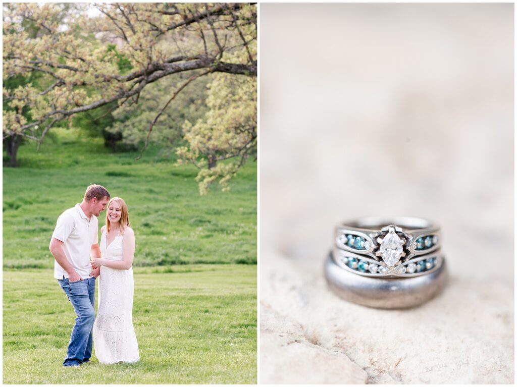 10 Year Anniversary Photo Session | Couples Poses | Engagement Poses | Pasture Session | Ring Picture | Iowa Wedding Photographer | CB Studio
