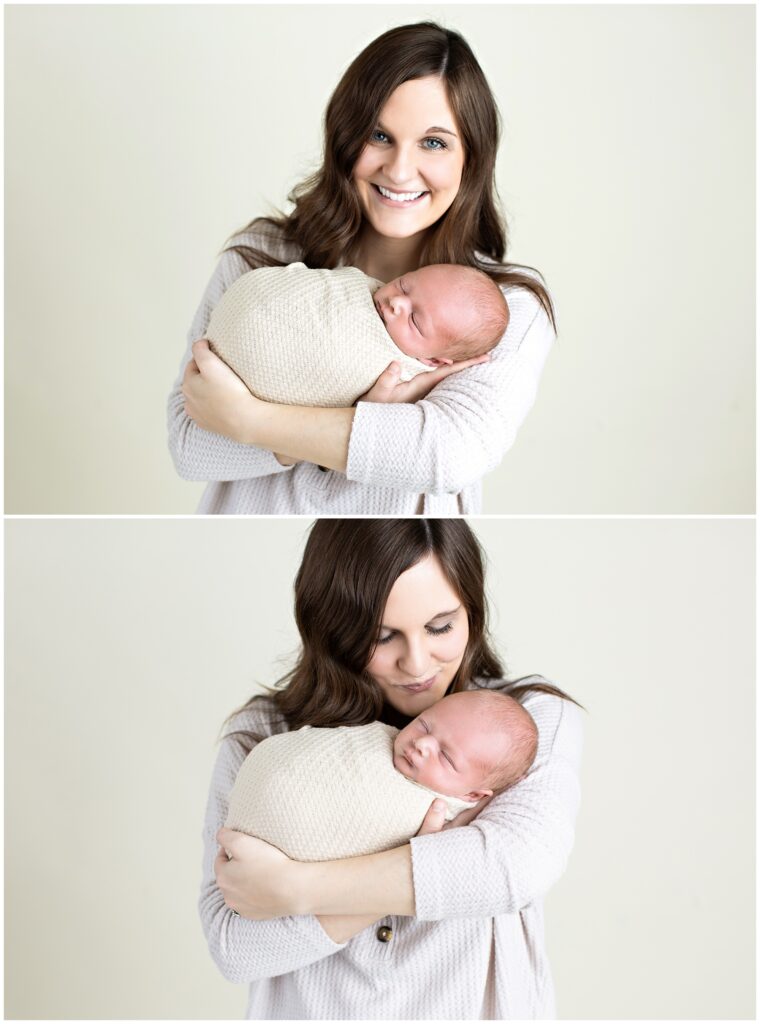Newborn Wrap Pose with Mom | Newborn Session | Iowa Newborn Photographer | CB Studio