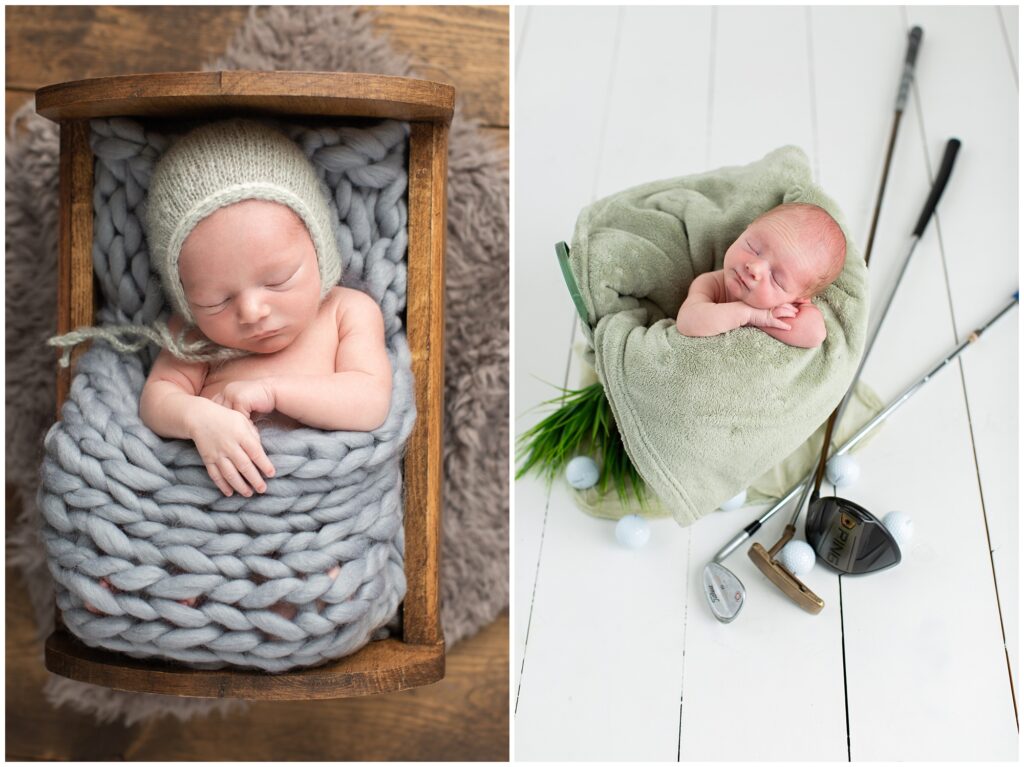 Newborn Pose in Wooden Bed | Newborn Session | Iowa Newborn Photographer | CB Studio
