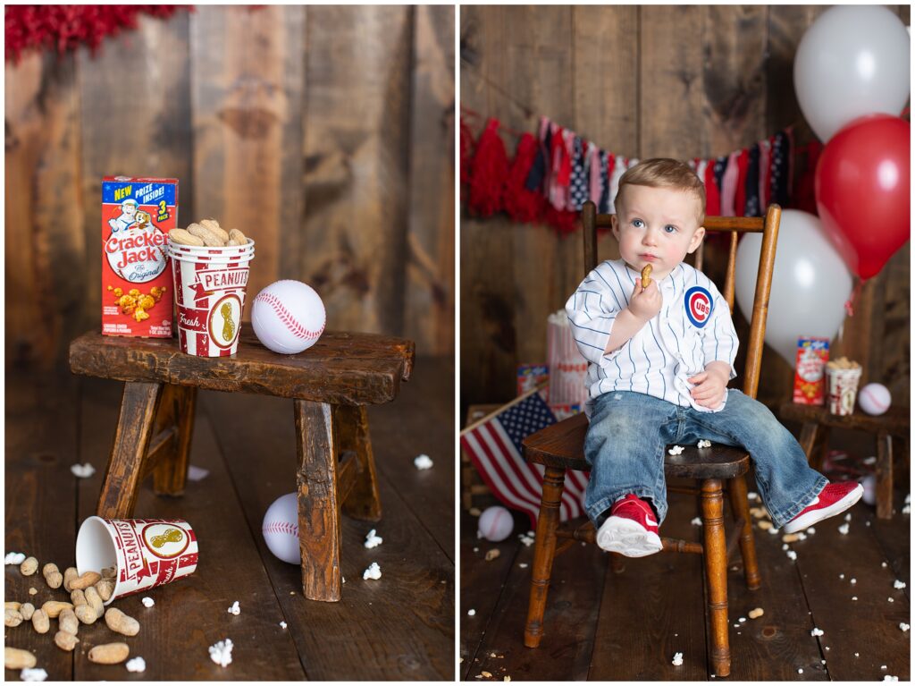 Baseball themed cake smash | Cubs themed | Iowa Baby Photographer | CB Studio