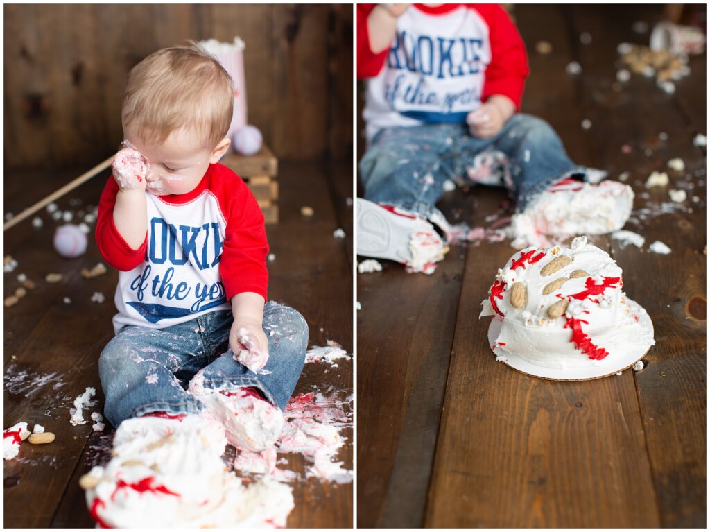 Baseball themed cake smash | Cubs themed | Iowa Baby Photographer | CB Studio