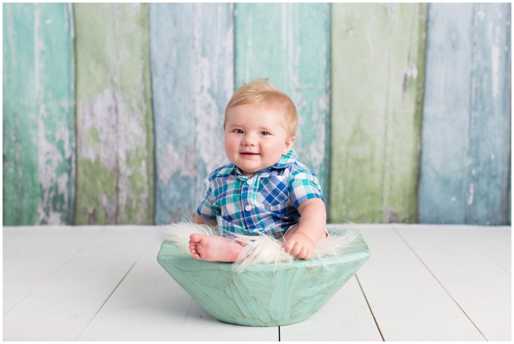 Sitter Session | Baby boy blue and teal | Iowa Baby Photographer | CB Studio
