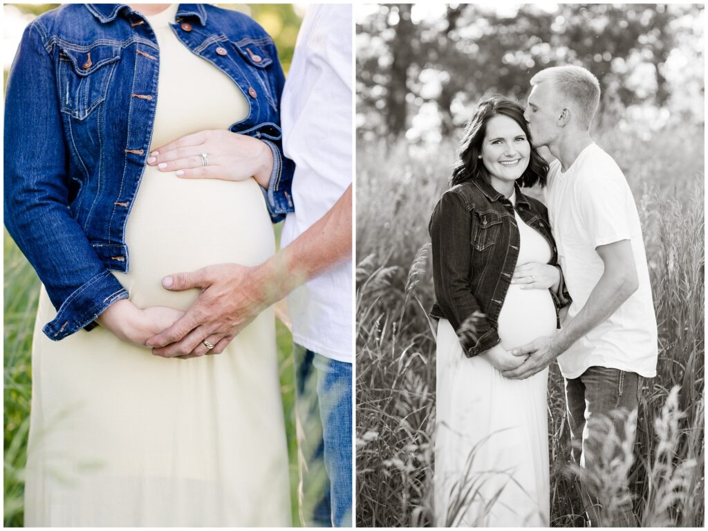 Maternity session in a pasture | Maternity Poses | Iowa Maternity Photographer | CB Studio