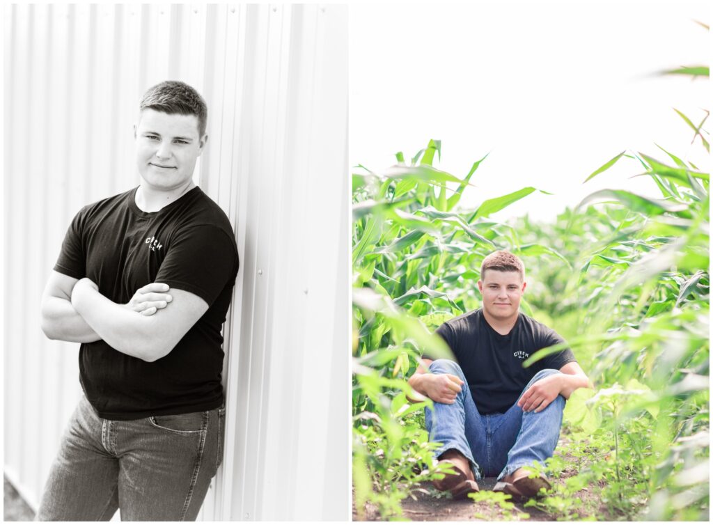 Senior boy farm session | senior boy corn field | Iowa Senior Photographer | CB Studio
