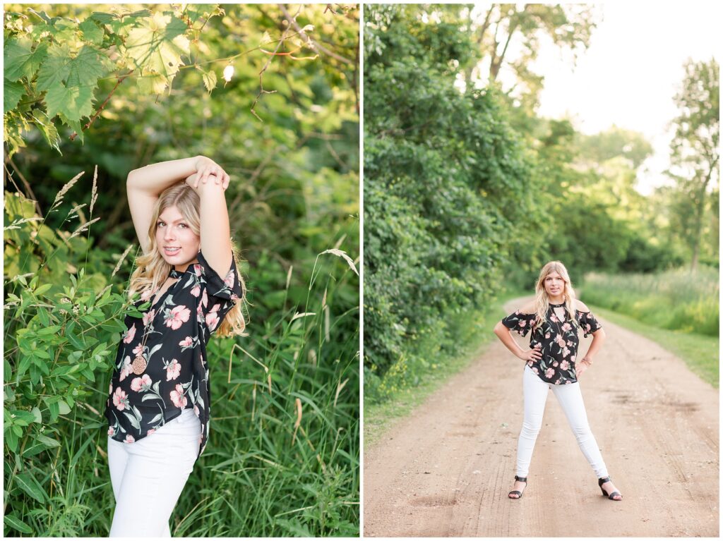Senior portrait session at a park during golden hour | Senior girl poses | Iowa Senior Photographer | CB Studio