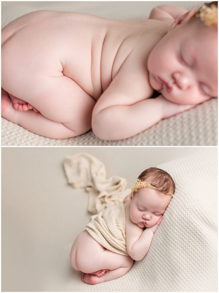Baby pose with nude wrap | Iowa Newborn Photographer | CB Studio