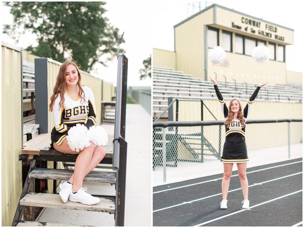 Senior football cheerleading pose | Iowa Senior Photographer | CB Studio