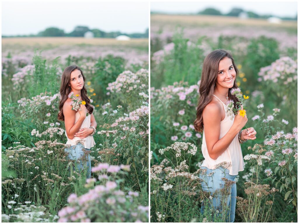 flower field senior picture ideas | Iowa Senior Photographer | CB Studio