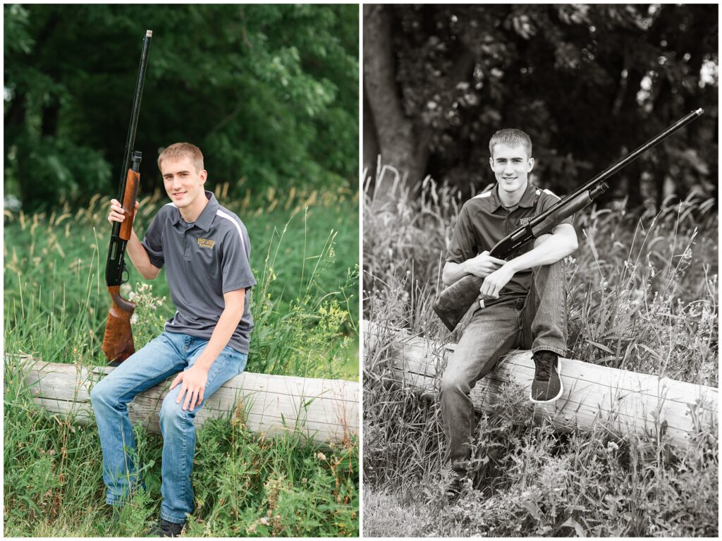 Trap shooting senior boy poses | Iowa Senior Photographer | CB Studio