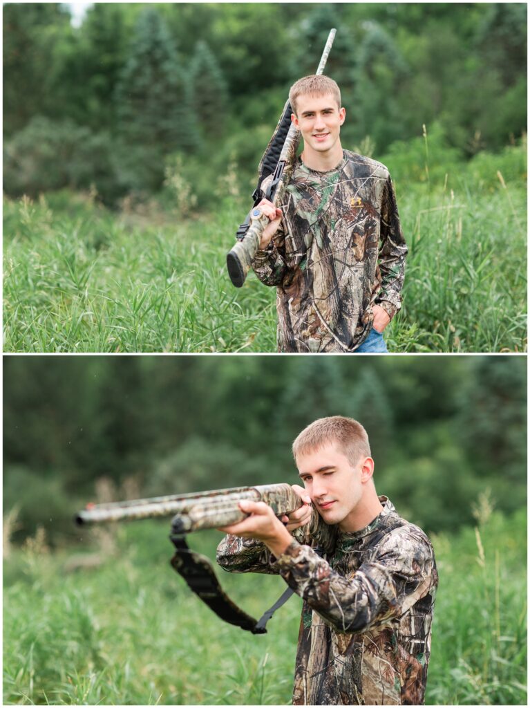 Hunting senior boy poses | Iowa Senior Photographer | CB Studio