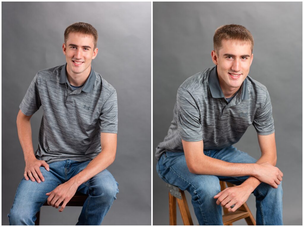 Senior boy poses in studio | Iowa Senior Photographer | CB Studio