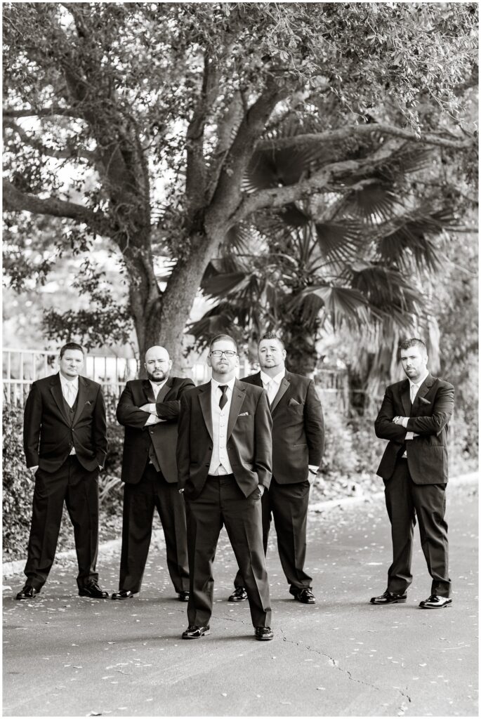 Groom and groomsmen at The Godfrey Hotel Tampa | Tampa Bay Wedding | CB Studio