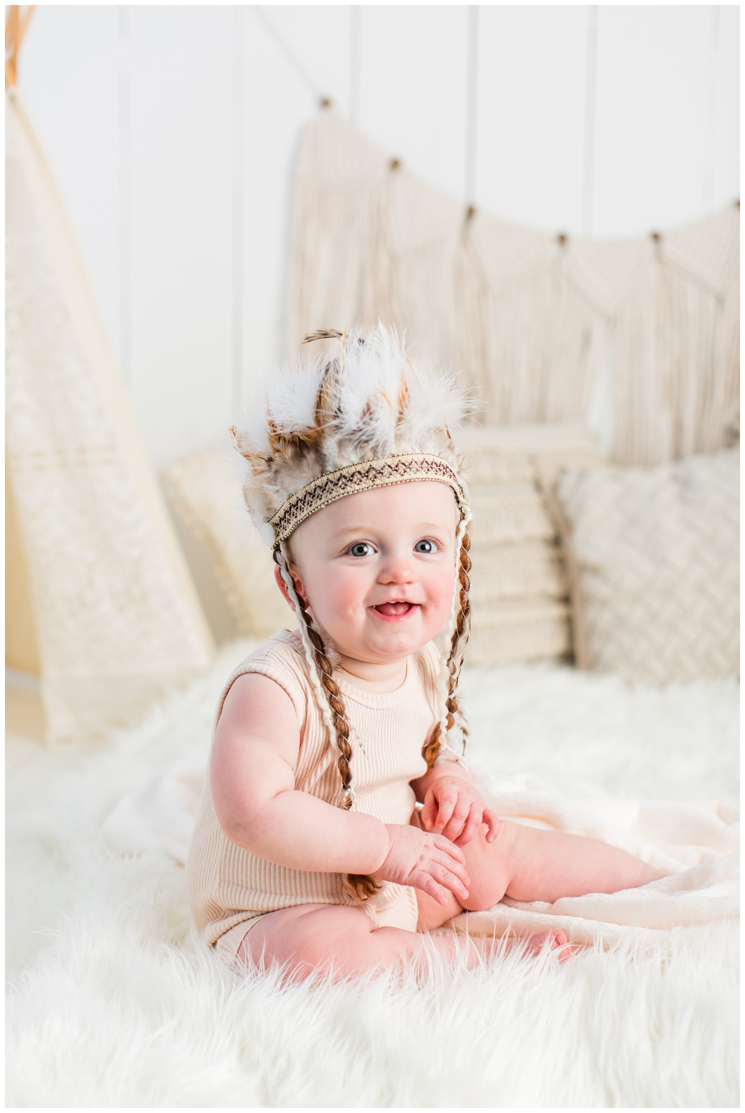Boho style baby sitter session | Iowa Baby Photographer | CB Studio