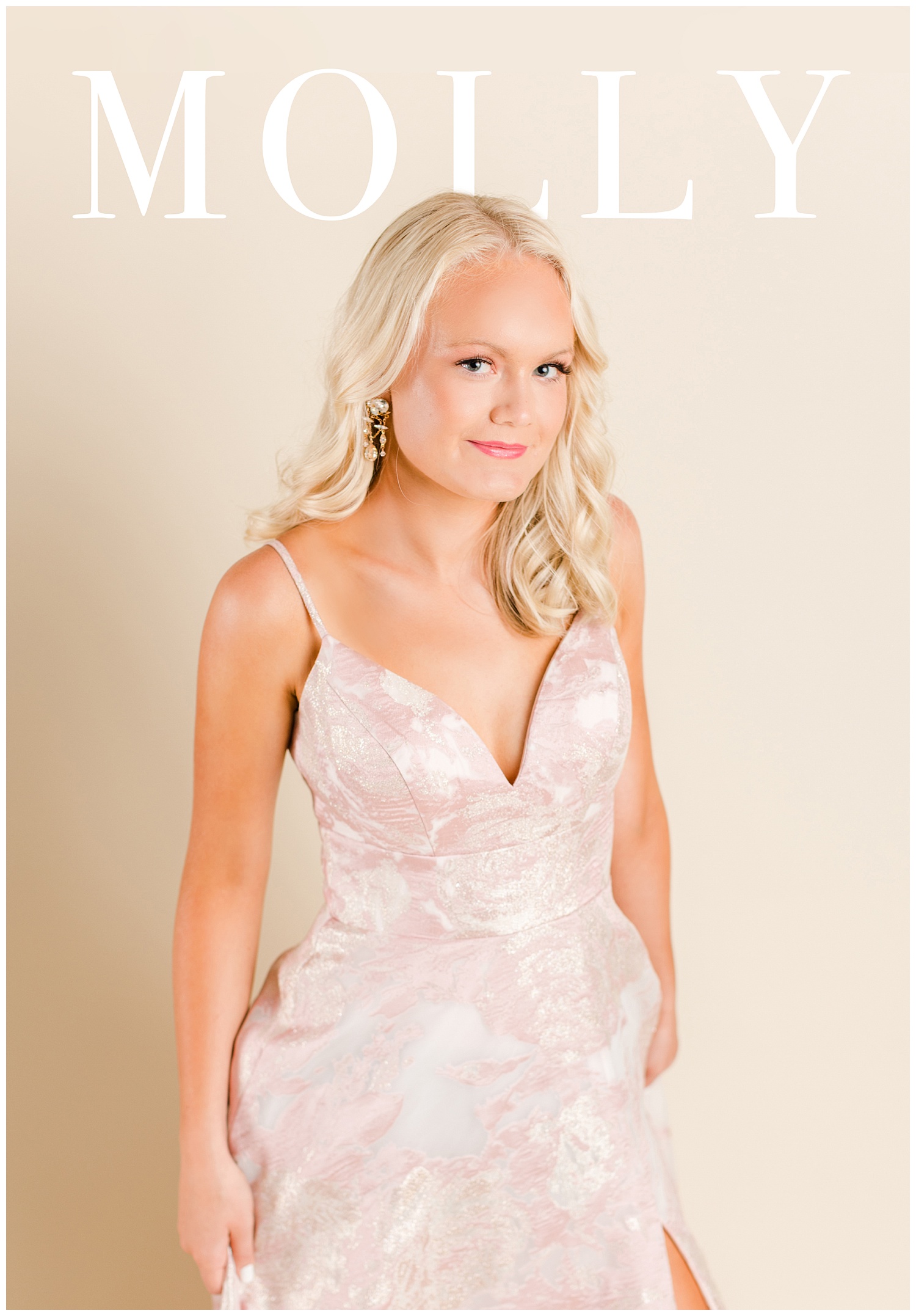 Molly poses in a Colette prom dress for a magazine cover | CB Studio