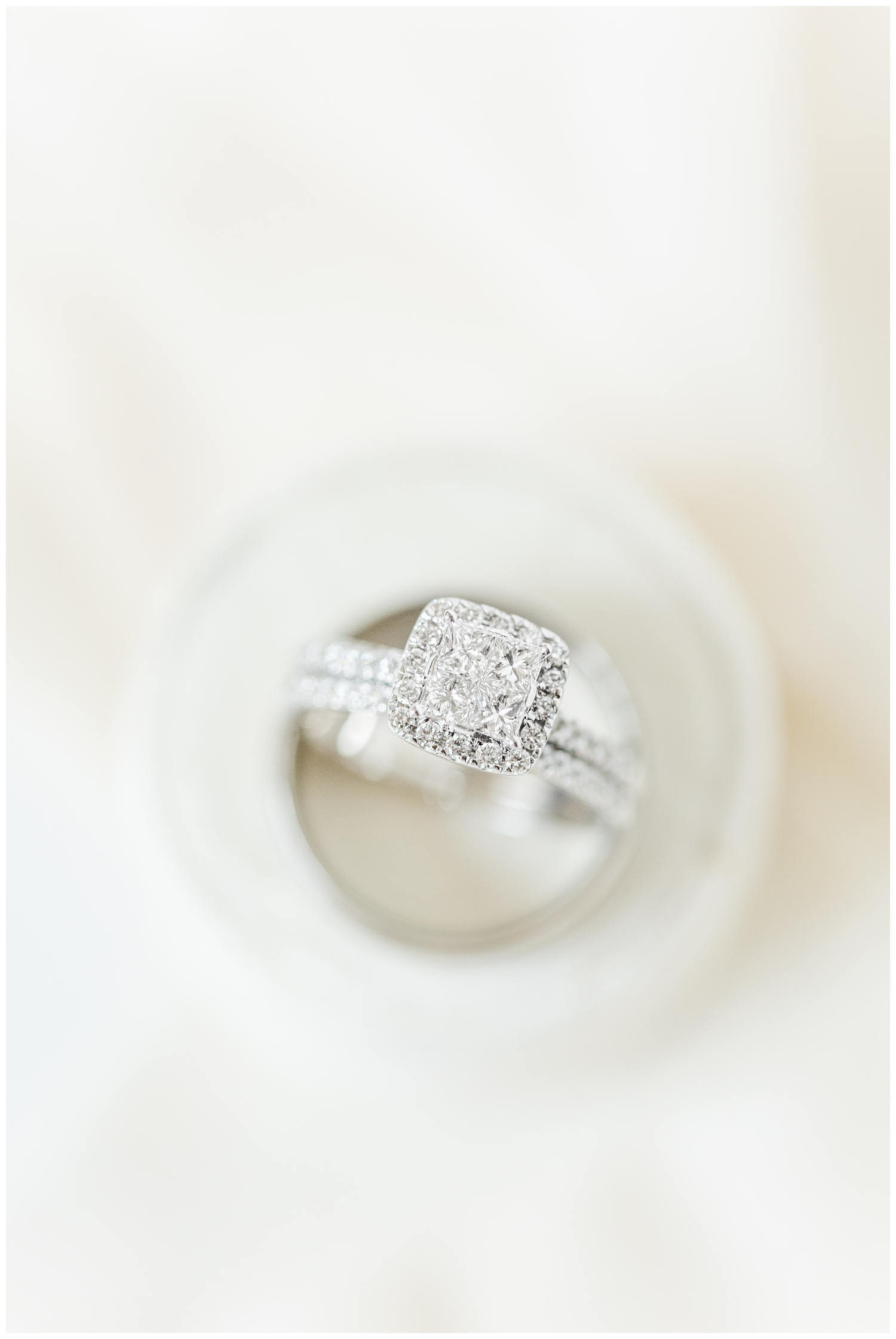 Beautiful princess cut with halo diamond wedding ring and band | CB Studio